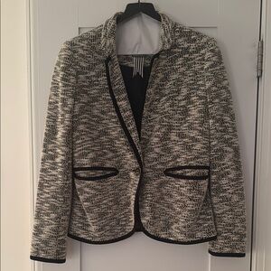 Anthropologie Black and White Blazer Classic Tweed